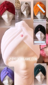 a turban with a heart on it