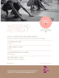 a flyer for a weekend retreat